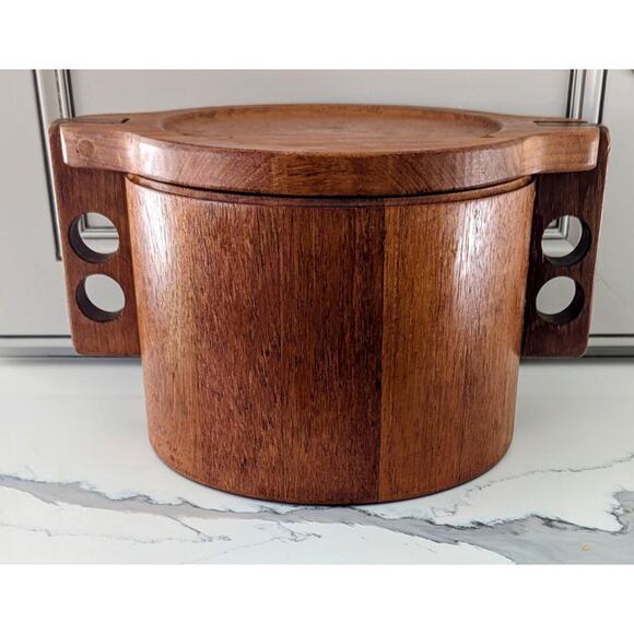 Birgit Krogh Staved Danish Teak Ice Bucket by Woodline w Insert 1970's Scandi - Picture 2 of 9